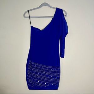 One Shoulder Dress w/ Gold Studs